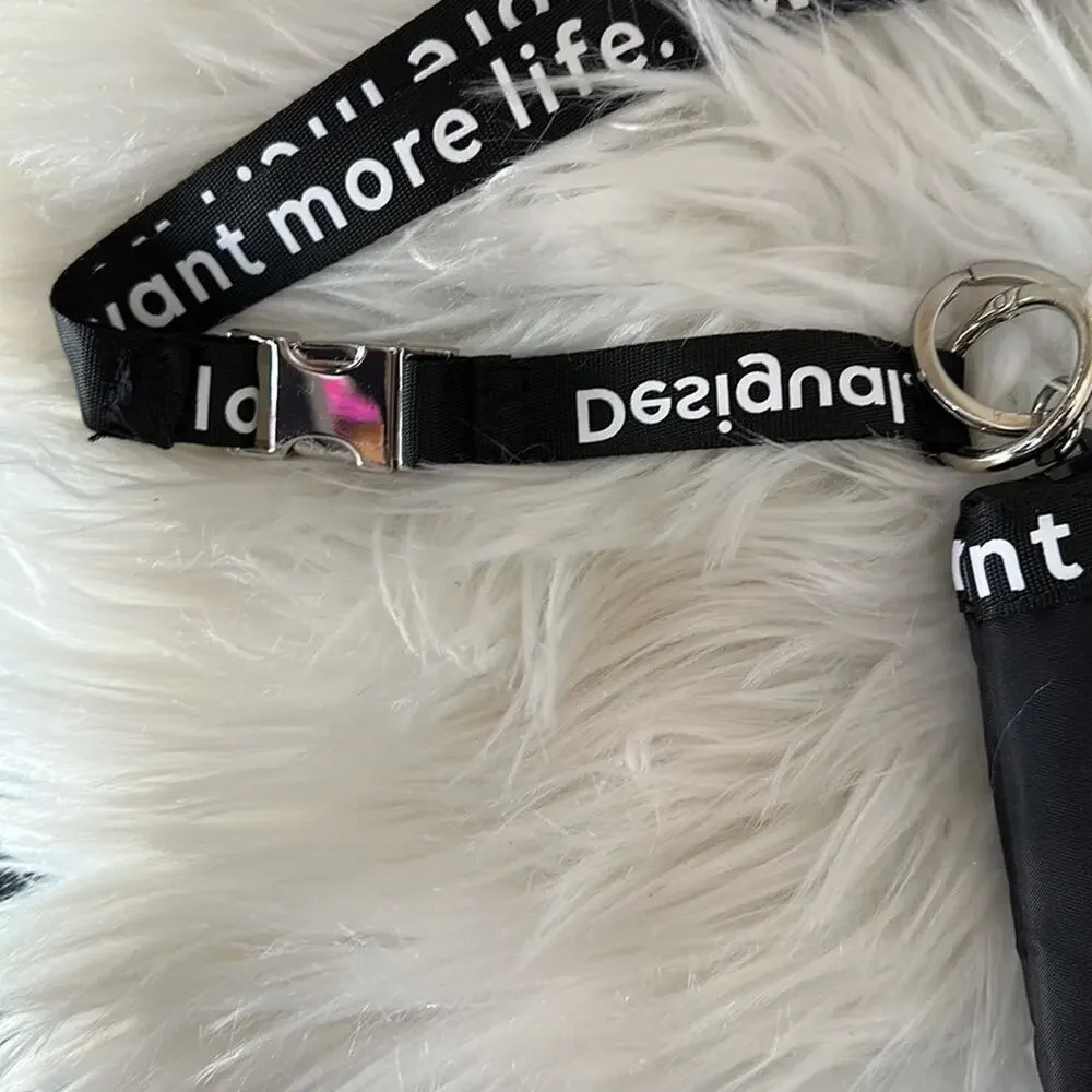 Desigual | Black Zipper Clutch bag with lanyard
